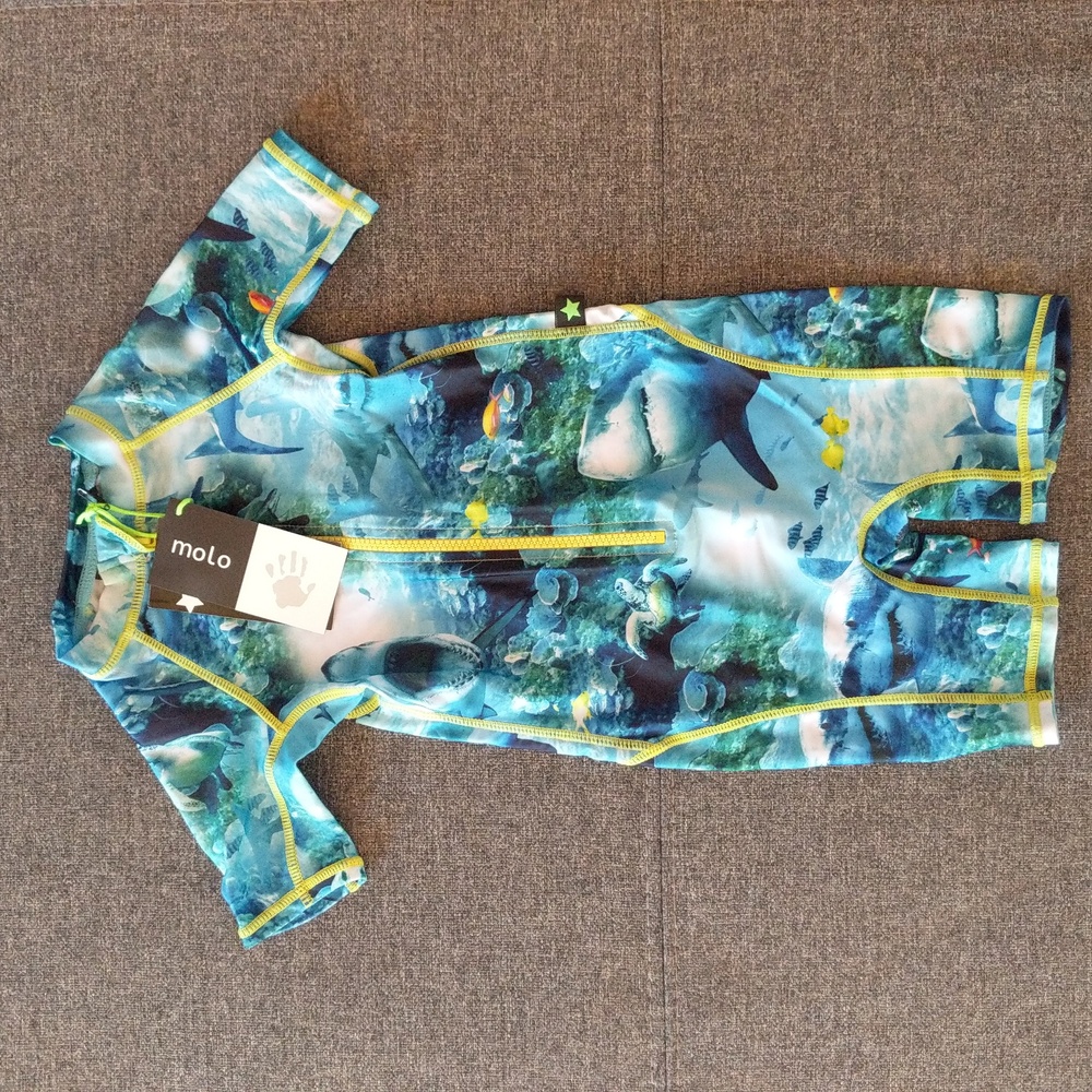 NWT Molo Sharks UV Swimsuit Kids Rashguard UPF40+